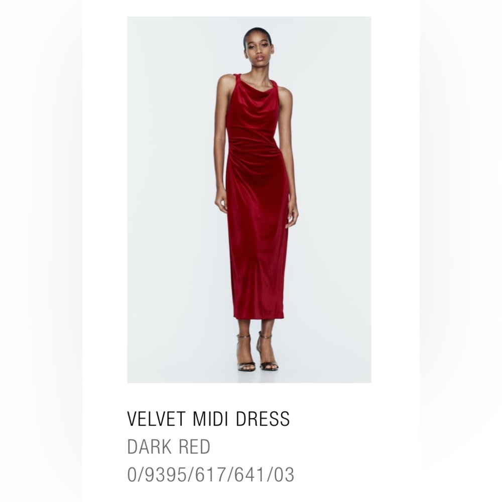 Red velvet midi dress